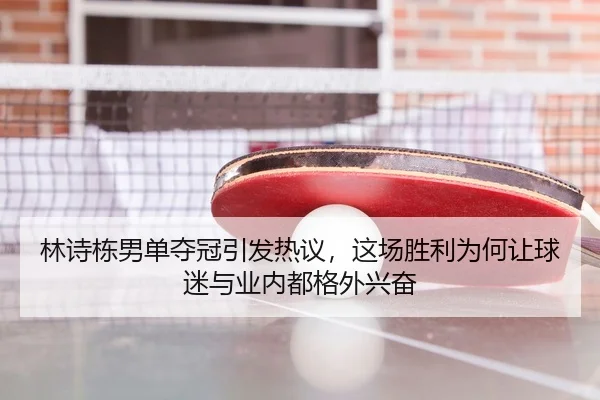 林诗栋男单夺冠引发热议，这场胜利为何让球迷与业内都格外兴奋